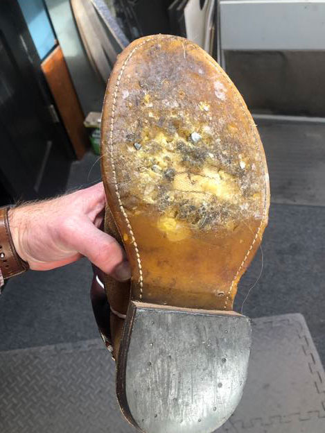 Boot damage before fixing