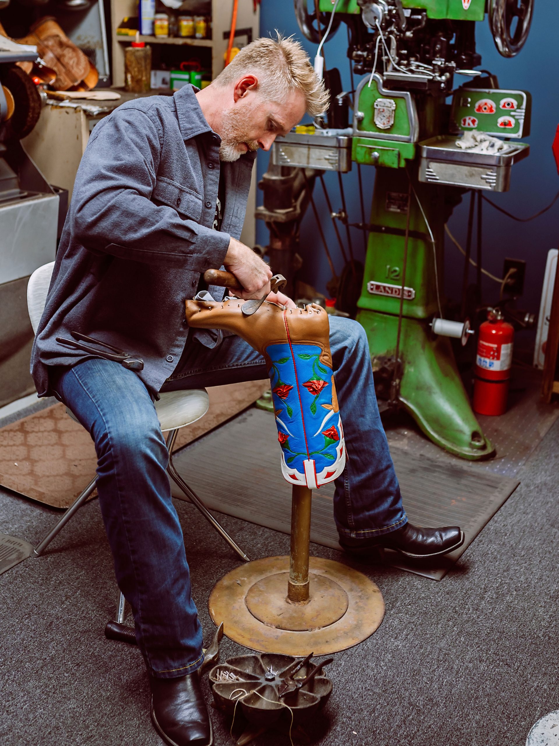 Myers Custom Boots - Bobby Myers working on boots